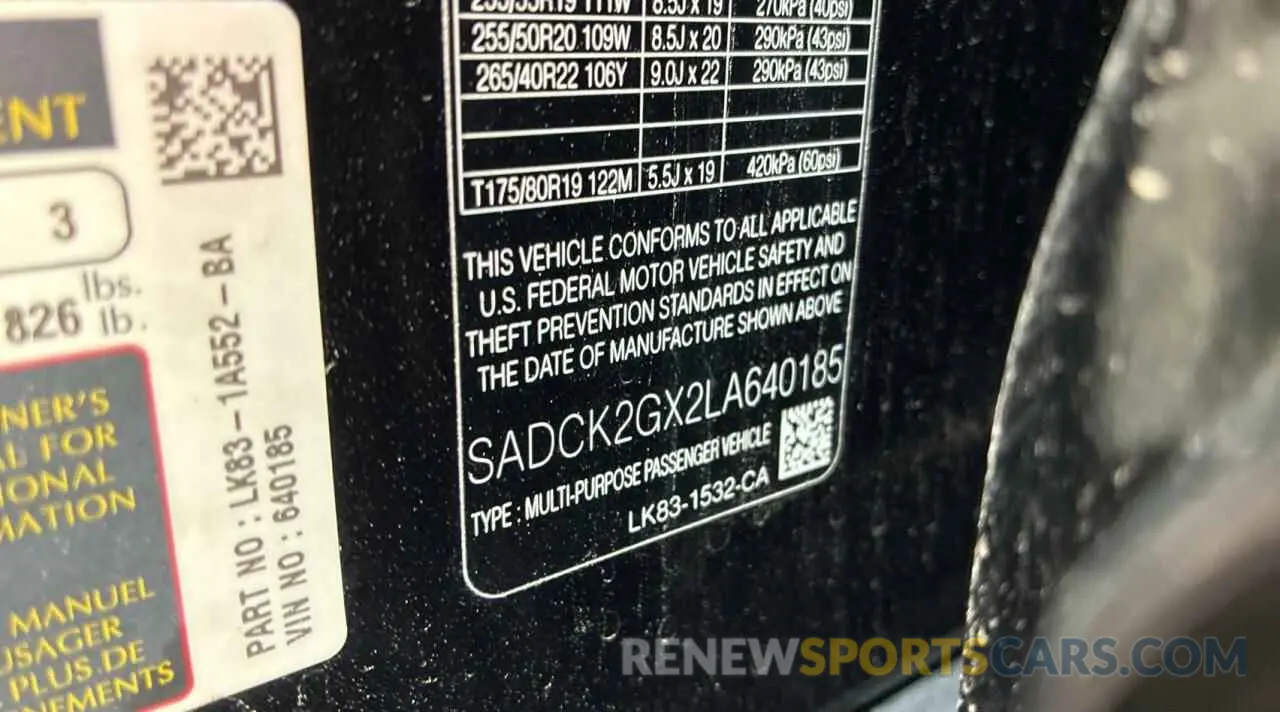 10 Photograph of a damaged car SADCK2GX2LA640185 JAGUAR F-PACE 2020