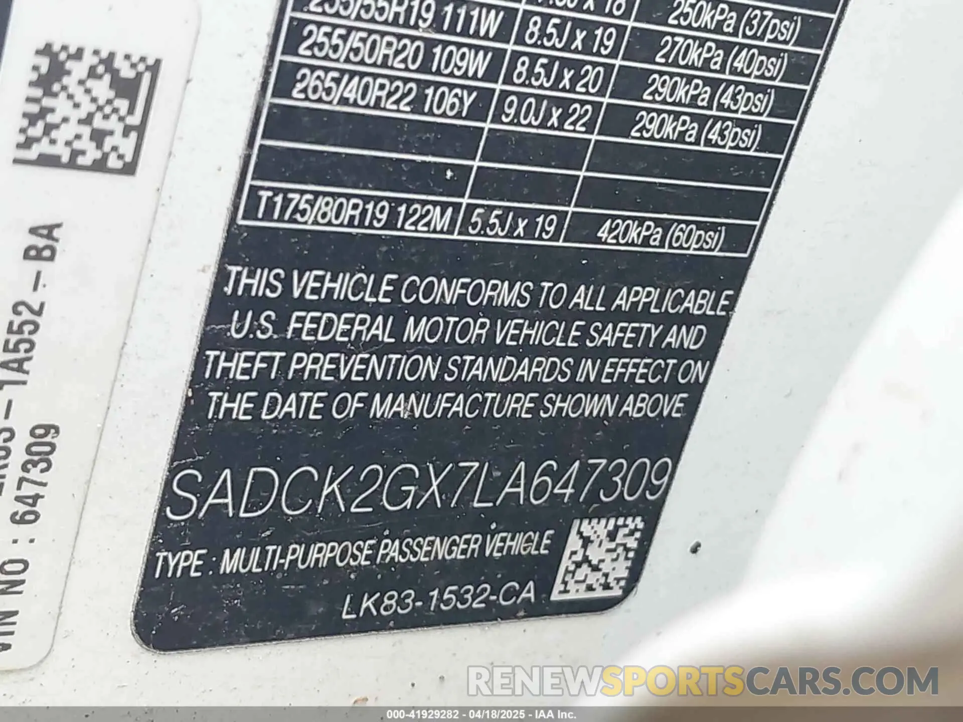 9 Фотография поврежденного автомобиля SADCK2GX7LA647309 JAGUAR F-PACE 2020