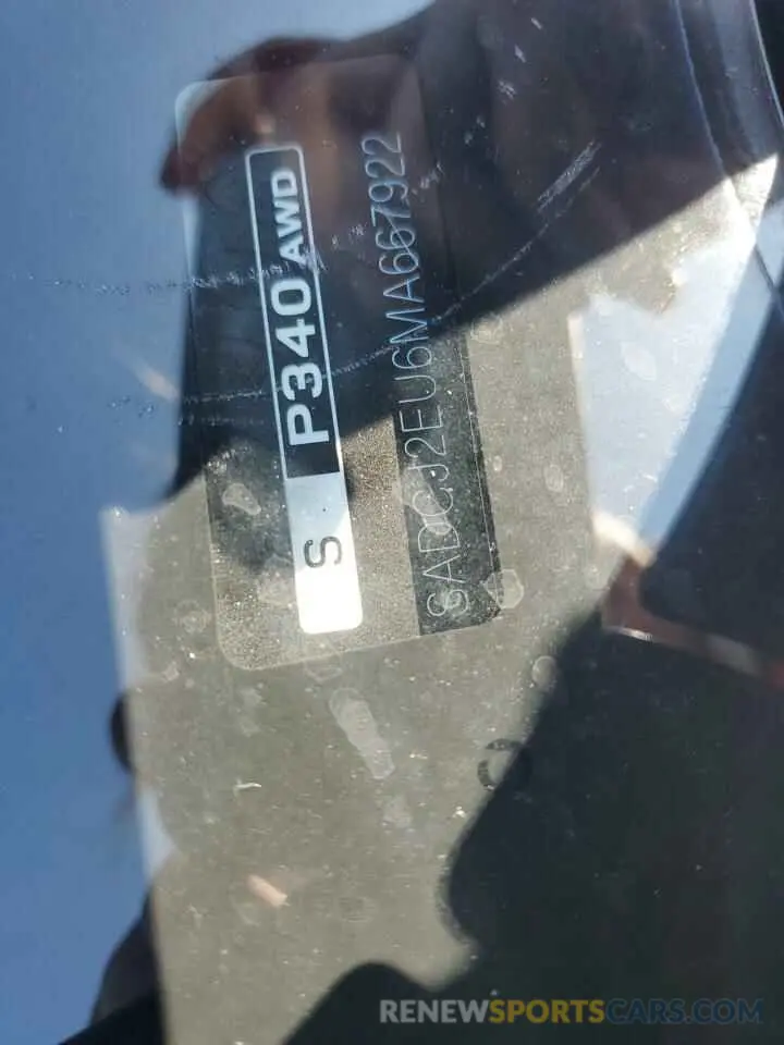 14 Photograph of a damaged car SADCJ2EU6MA667922 JAGUAR F-PACE 2021