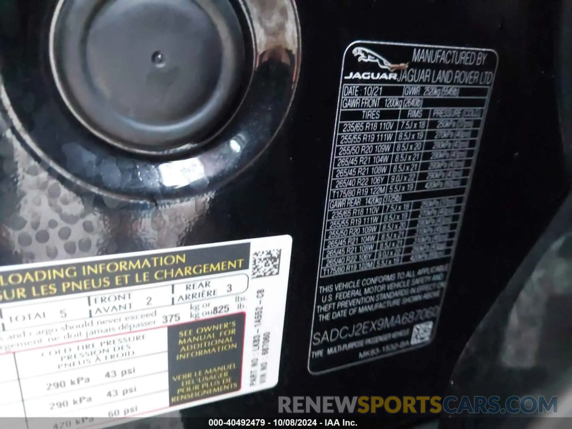 9 Photograph of a damaged car SADCJ2EX9MA687060 JAGUAR F-PACE 2021
