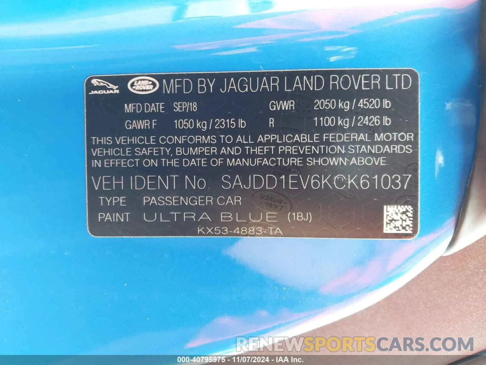 9 Фотография поврежденного автомобиля SAJDD1EV6KCK61037 JAGUAR F-TYPE 2019