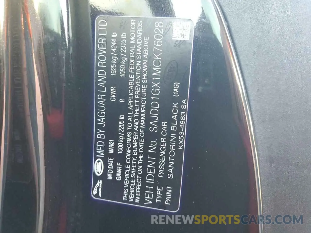 13 Photograph of a damaged car SAJDD1GX1MCK76028 JAGUAR F-TYPE 2021