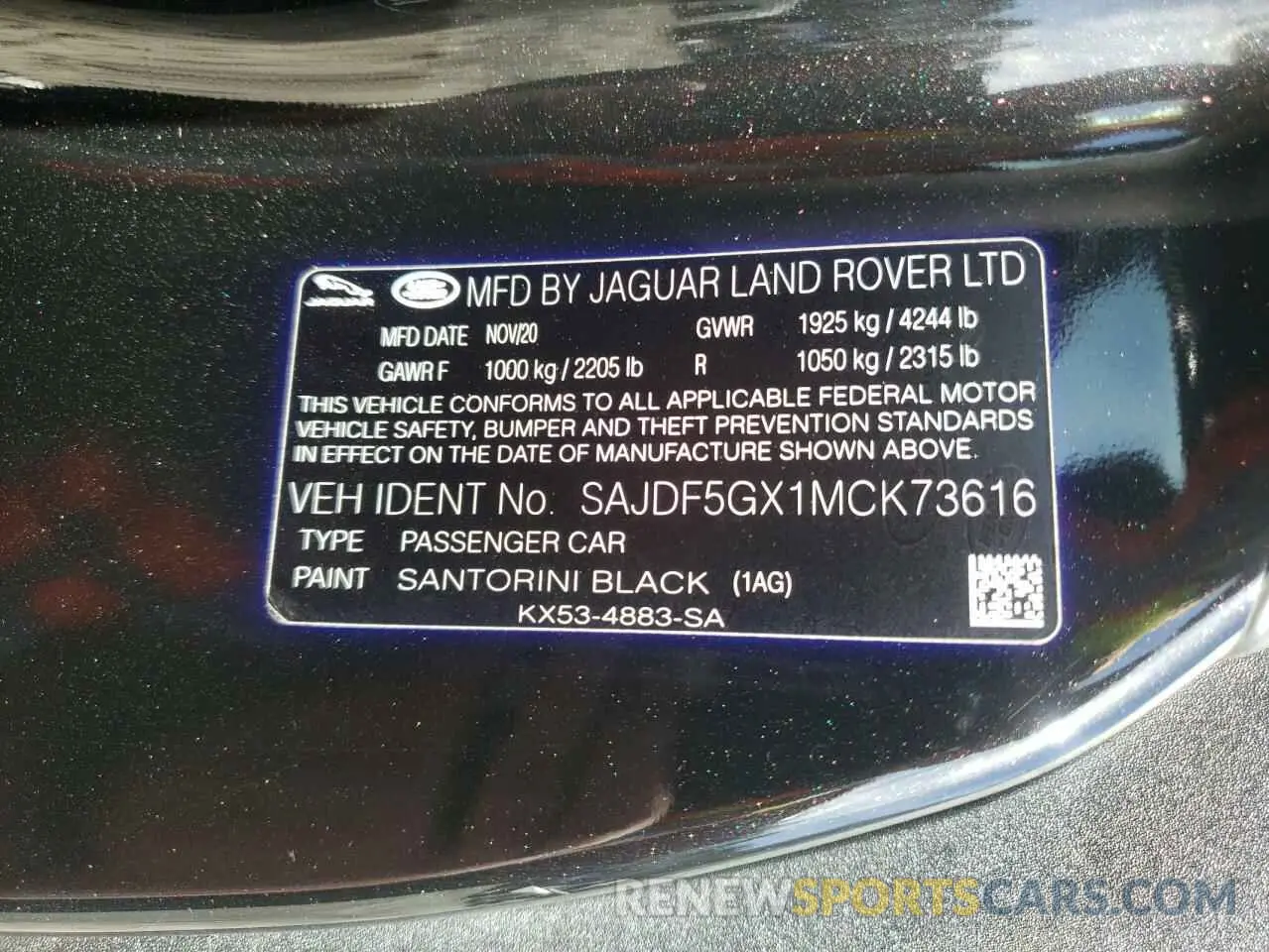 12 Фотография поврежденного автомобиля SAJDF5GX1MCK73616 JAGUAR F-TYPE 2021