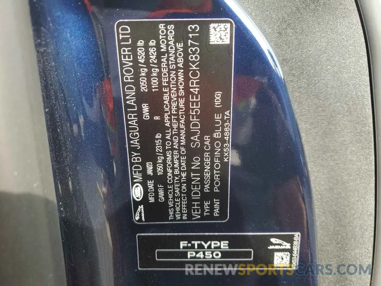 13 Photograph of a damaged car SAJDF5EE4RCK83713 JAGUAR F-TYPE 2024
