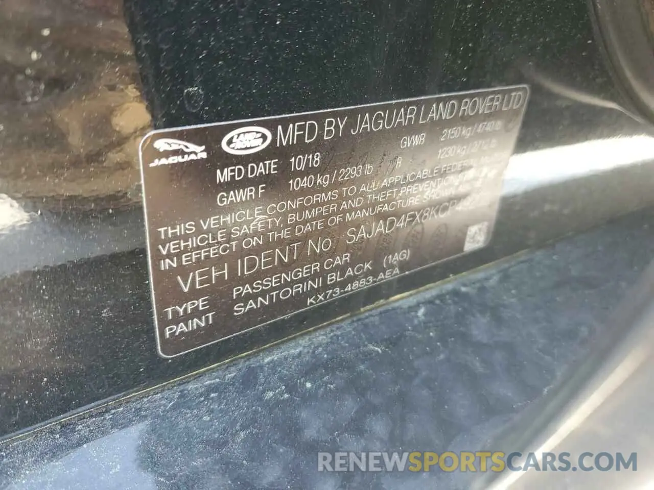 14 Фотография поврежденного автомобиля SAJAD4FX8KCP49202 JAGUAR XE 2019