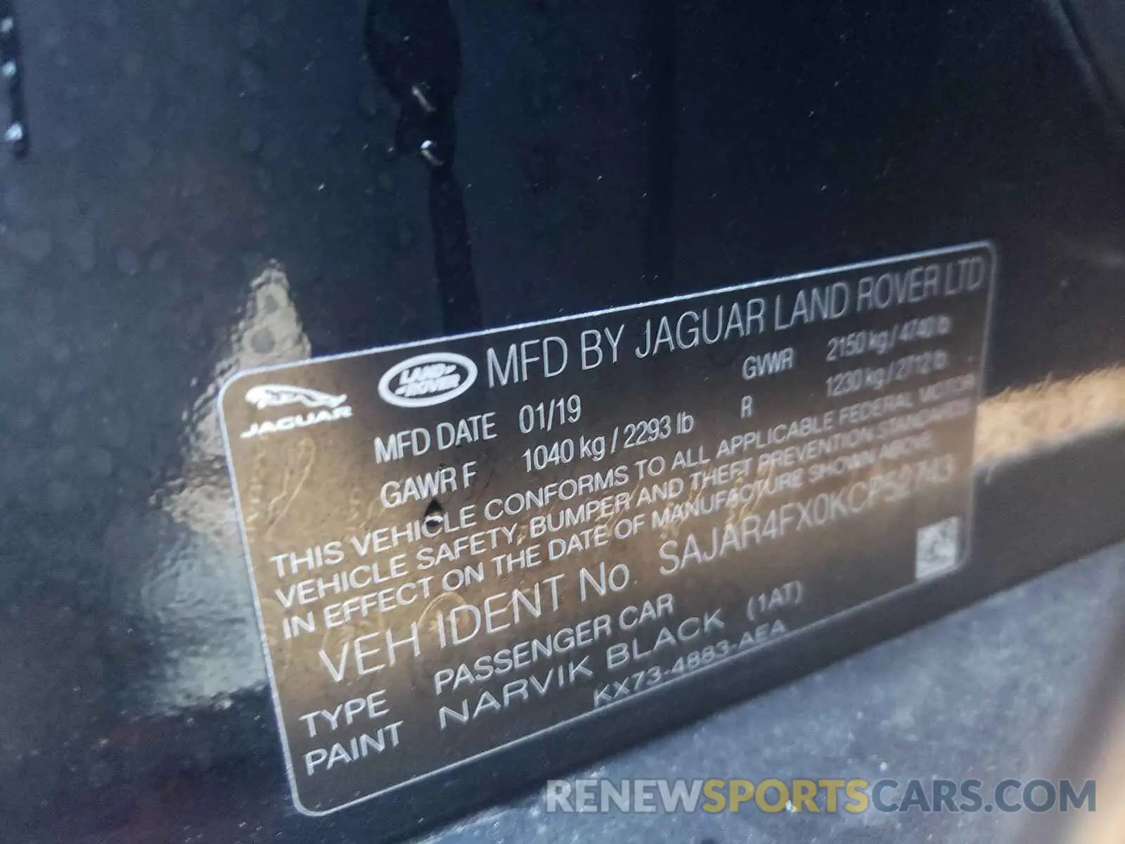 10 Photograph of a damaged car SAJAR4FX0KCP52743 JAGUAR XE 2019