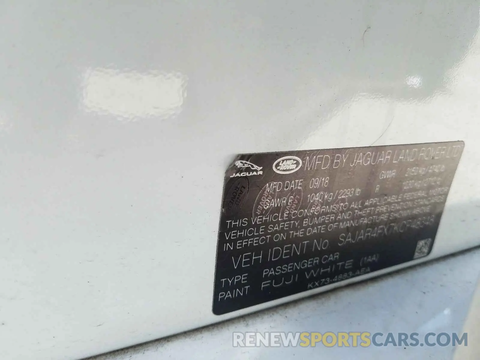 10 Photograph of a damaged car SAJAR4FX7KCP48348 JAGUAR XE 2019