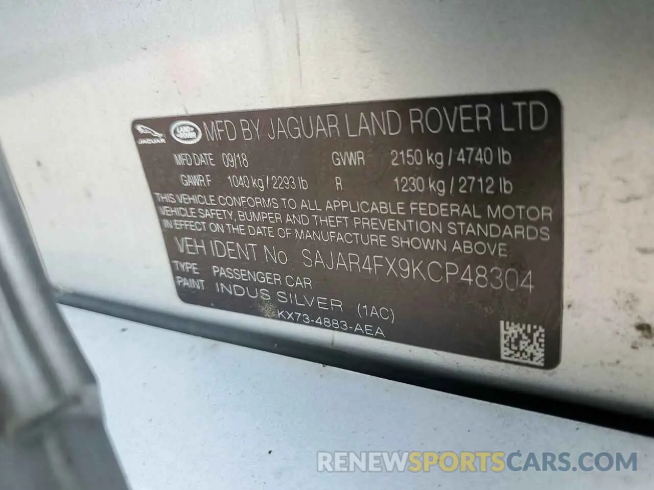 12 Фотография поврежденного автомобиля SAJAR4FX9KCP48304 JAGUAR XE 2019