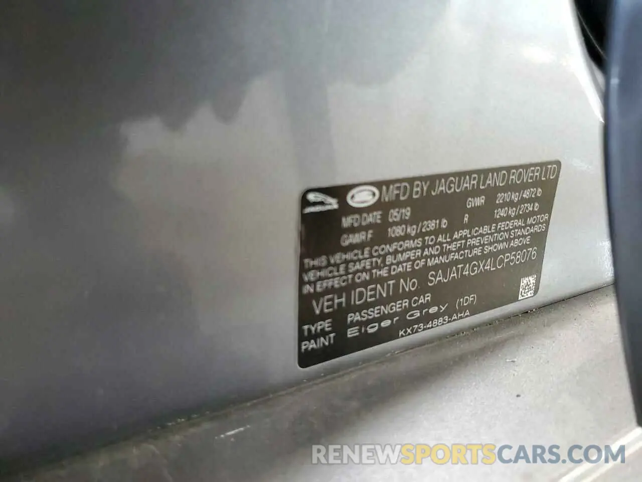12 Photograph of a damaged car SAJAT4GX4LCP58076 JAGUAR XE 2020