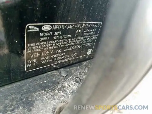 10 Photograph of a damaged car SAJBD4FX0KCY79205 JAGUAR XF 2019