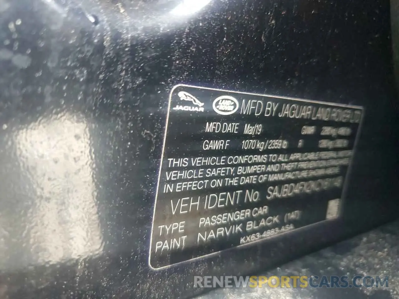 13 Photograph of a damaged car SAJBD4FX2KCY81148 JAGUAR XF 2019