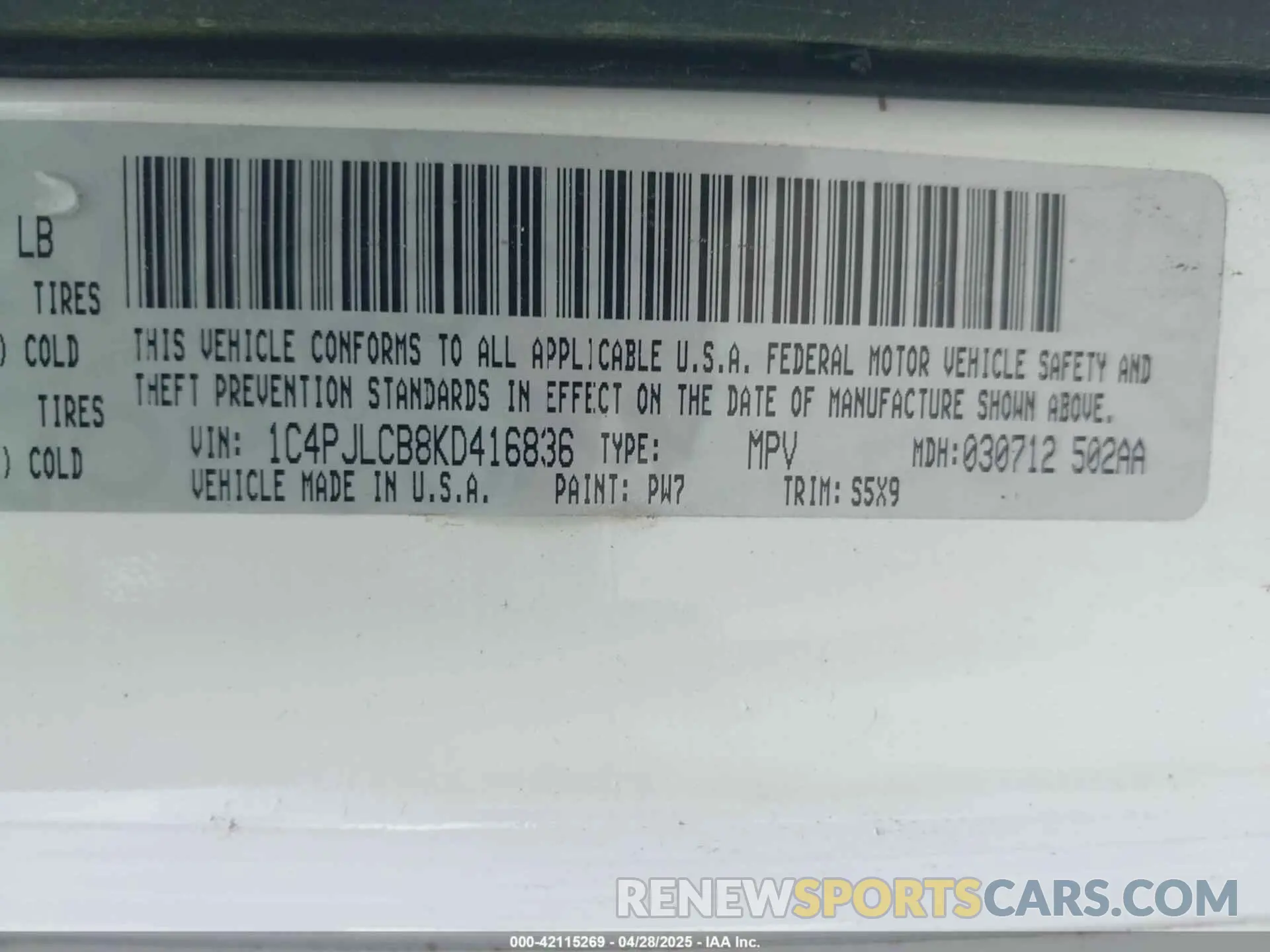 9 Фотография поврежденного автомобиля 1C4PJLCB8KD416836 JEEP CHEROKEE 2019