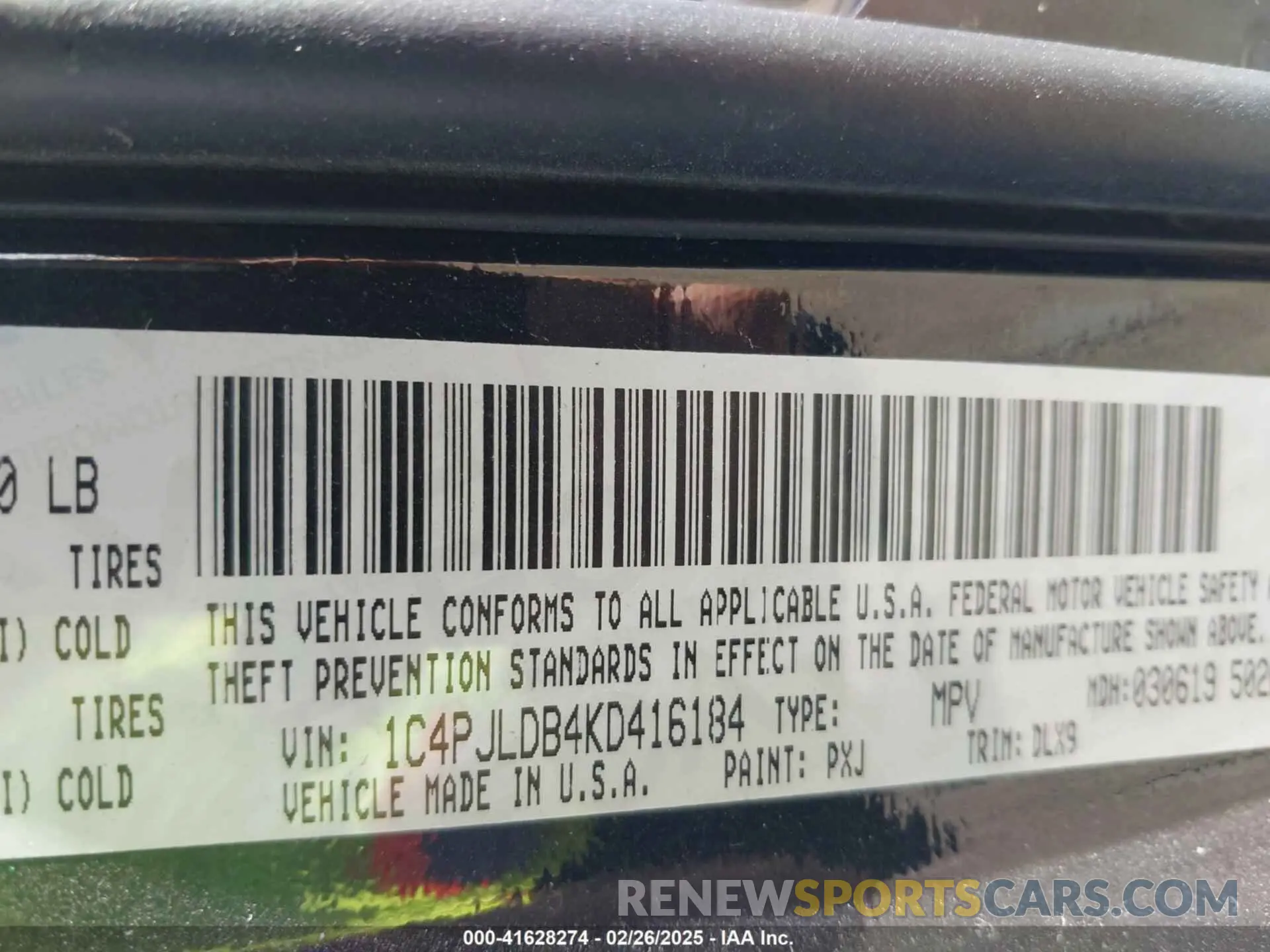 9 Фотография поврежденного автомобиля 1C4PJLDB4KD416184 JEEP CHEROKEE 2019