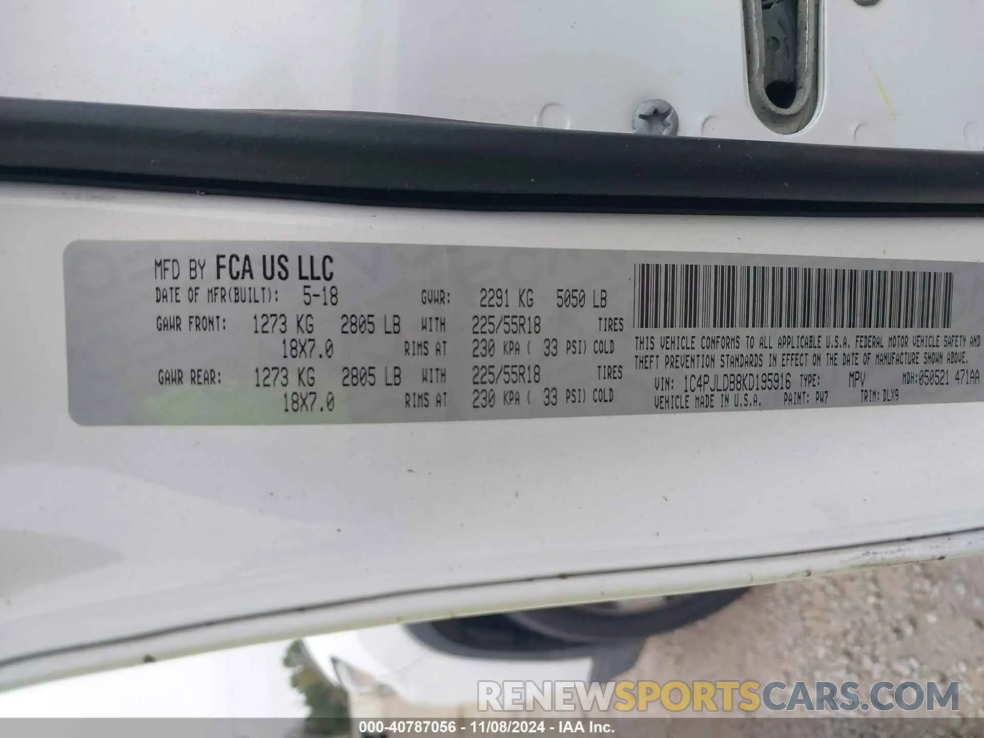 9 Фотография поврежденного автомобиля 1C4PJLDB8KD195916 JEEP CHEROKEE 2019
