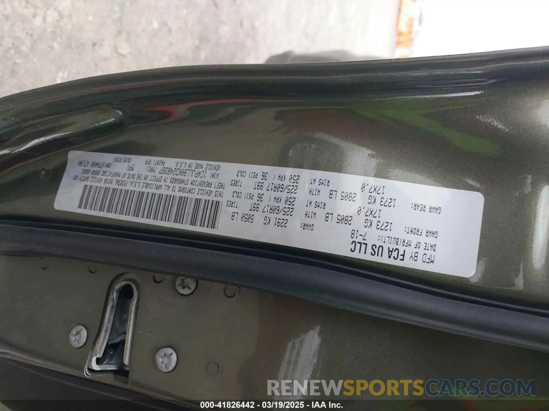 7 Photograph of a damaged car 1C4PJLLB0KD248397 JEEP CHEROKEE 2019