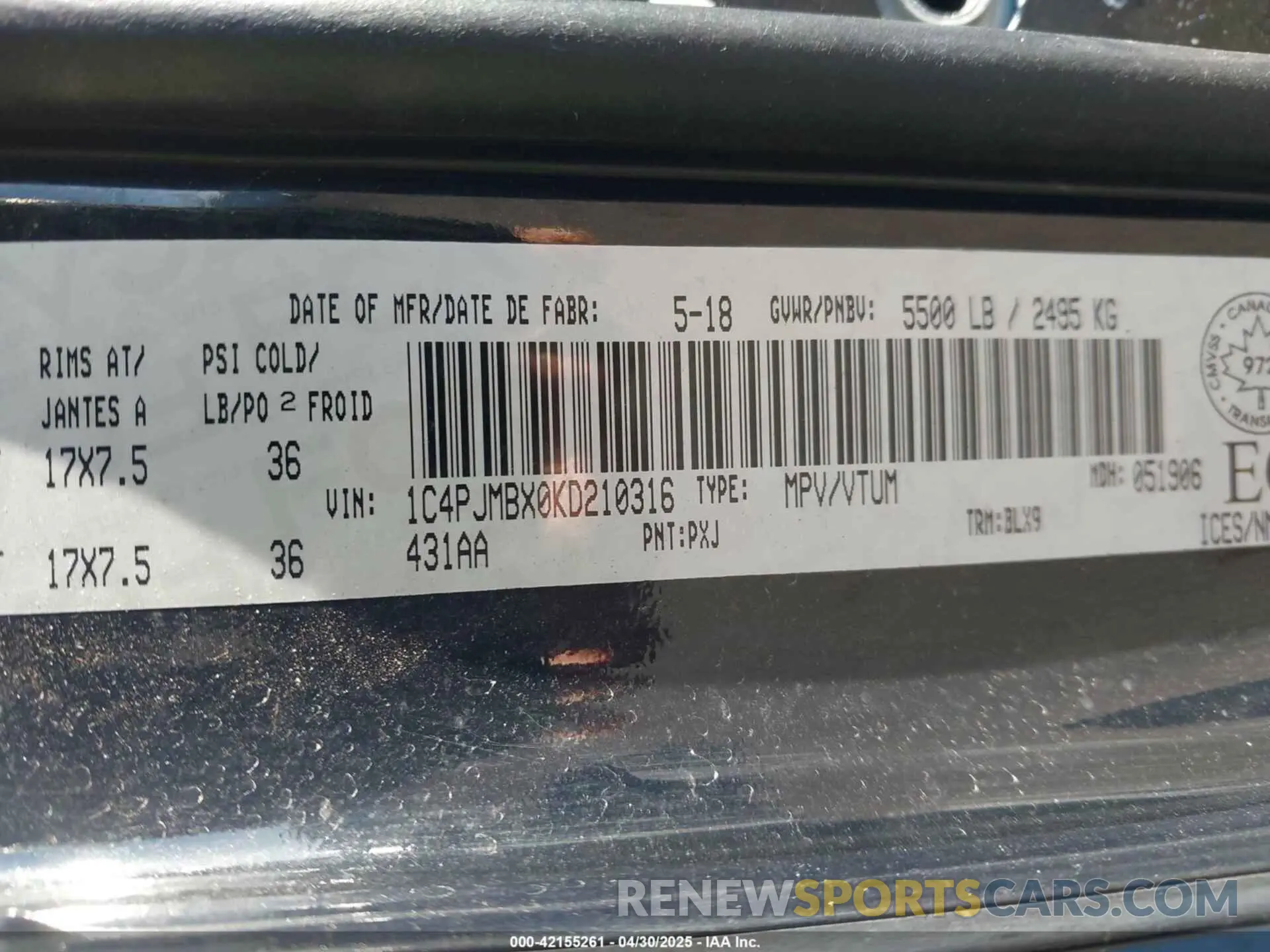 9 Photograph of a damaged car 1C4PJMBX0KD210316 JEEP CHEROKEE 2019