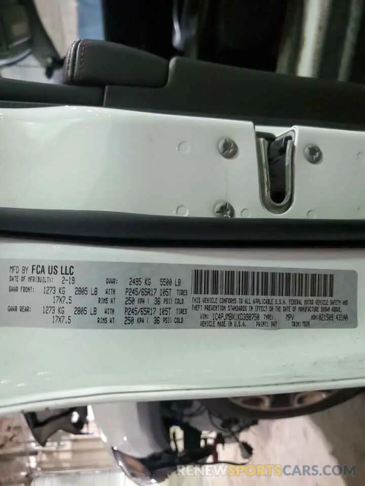 14 Фотография поврежденного автомобиля 1C4PJMBX1KD398750 JEEP CHEROKEE 2019