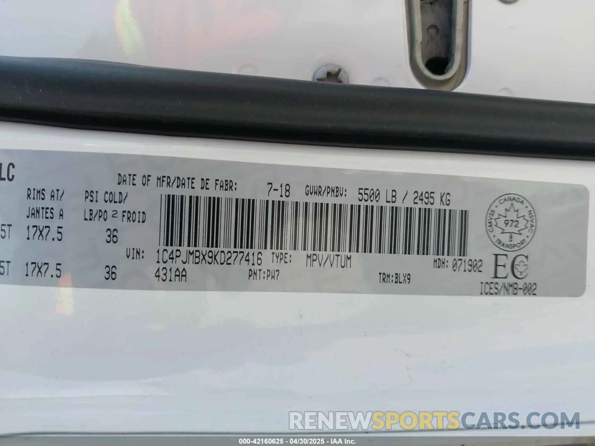 9 Photograph of a damaged car 1C4PJMBX9KD277416 JEEP CHEROKEE 2019