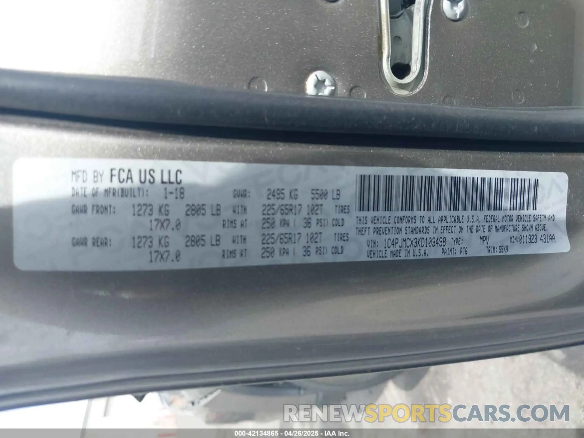 9 Фотография поврежденного автомобиля 1C4PJMCX3KD103498 JEEP CHEROKEE 2019