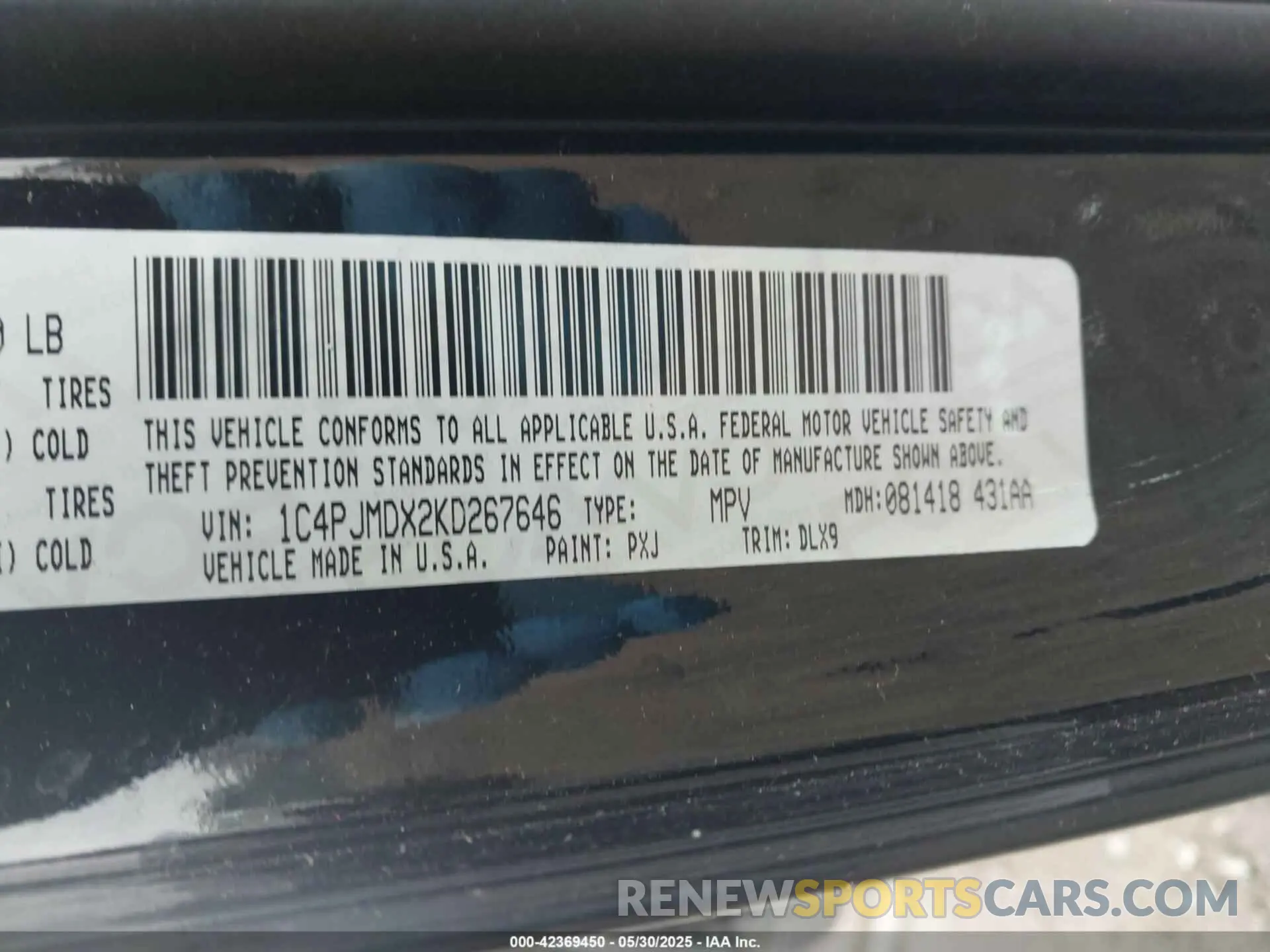 9 Photograph of a damaged car 1C4PJMDX2KD267646 JEEP CHEROKEE 2019