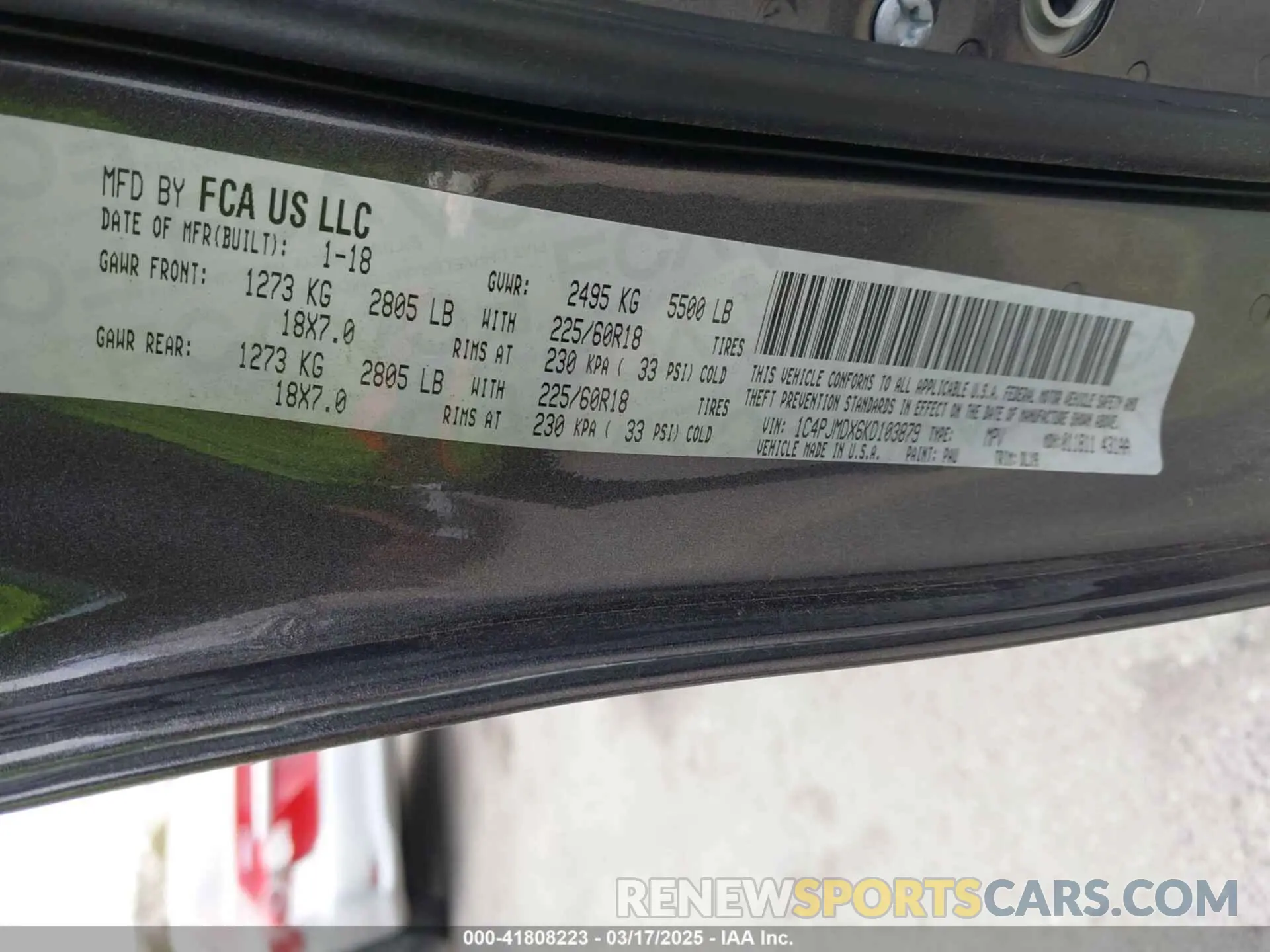 9 Photograph of a damaged car 1C4PJMDX6KD103879 JEEP CHEROKEE 2019