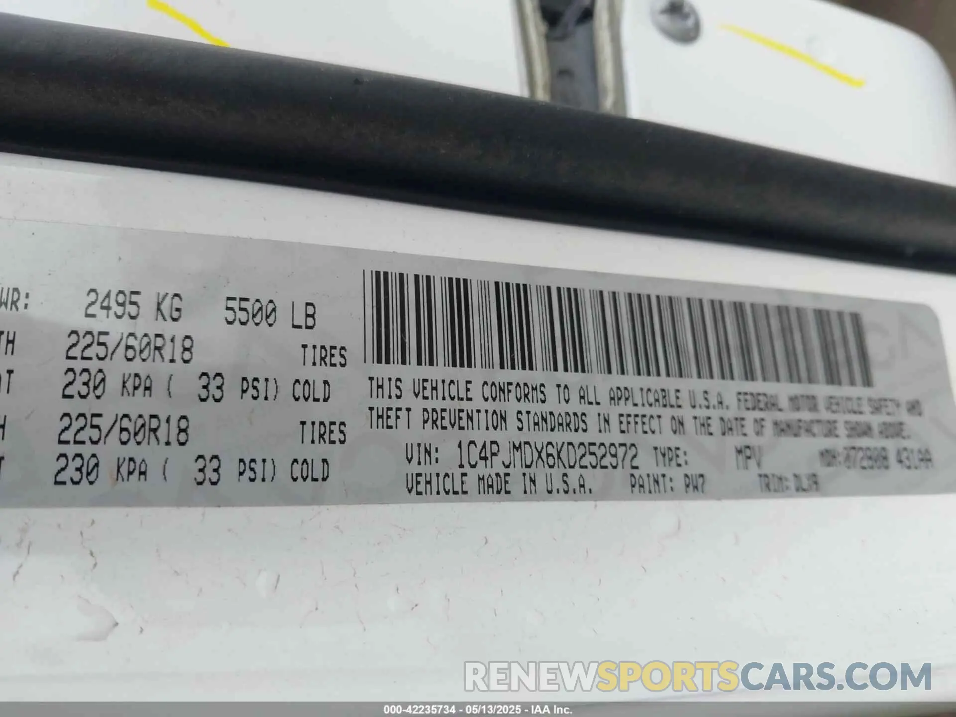 9 Фотография поврежденного автомобиля 1C4PJMDX6KD252972 JEEP CHEROKEE 2019