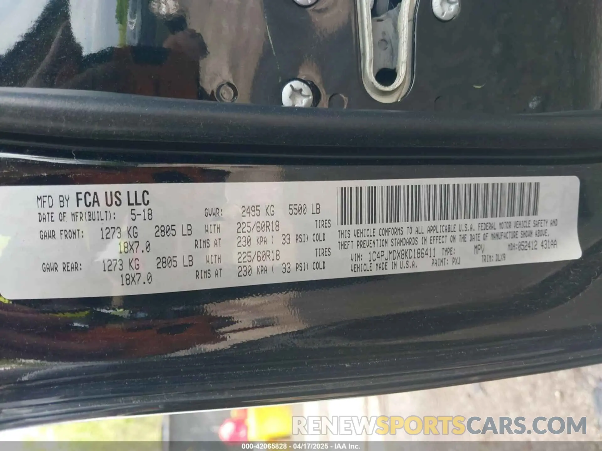 9 Фотография поврежденного автомобиля 1C4PJMDX8KD186411 JEEP CHEROKEE 2019