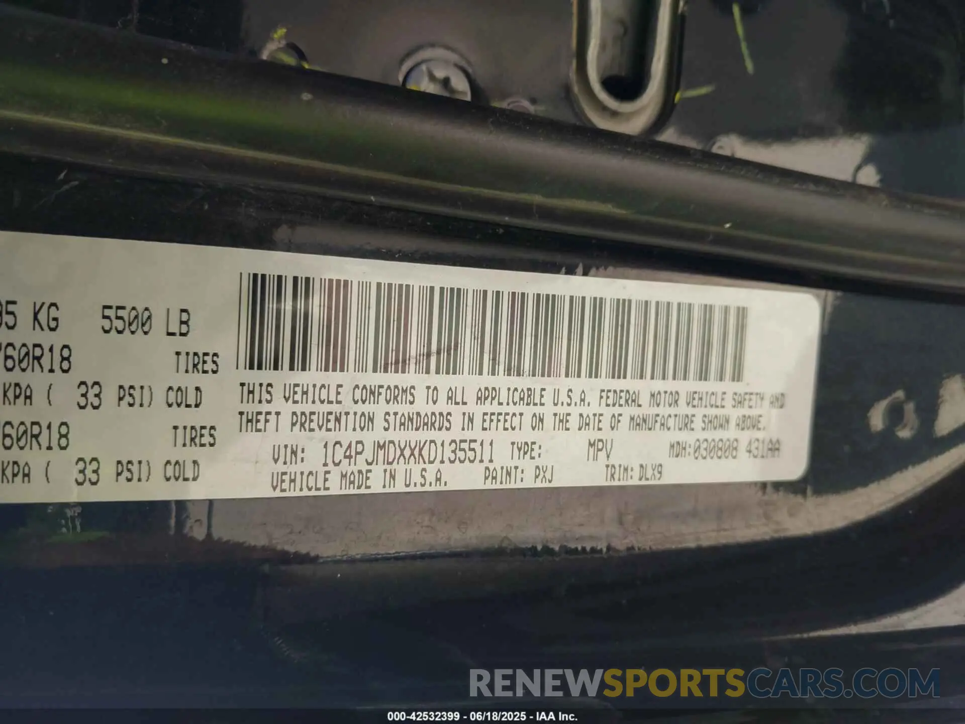 9 Фотография поврежденного автомобиля 1C4PJMDXXKD135511 JEEP CHEROKEE 2019
