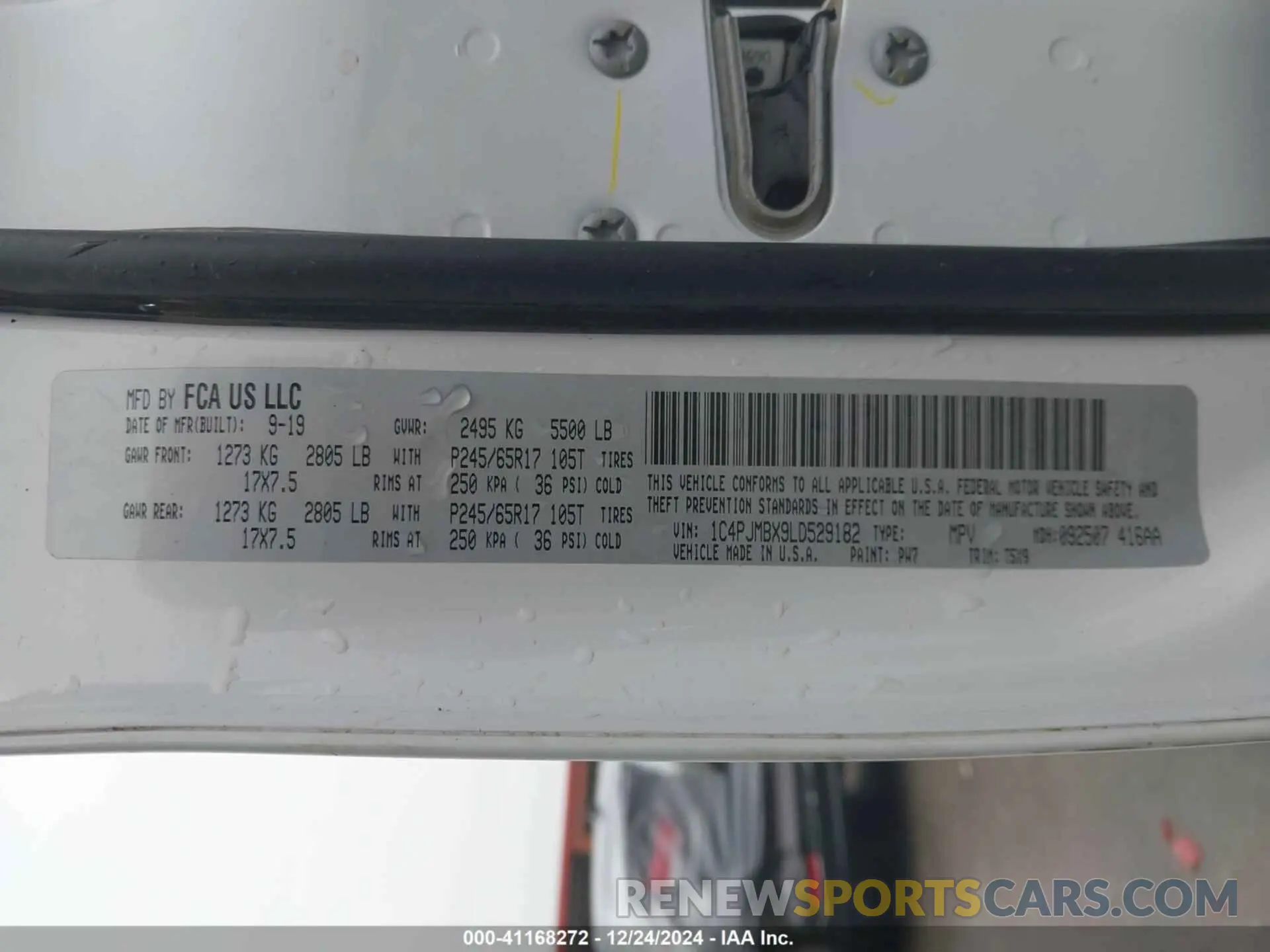 9 Фотография поврежденного автомобиля 1C4PJMBX9LD529182 JEEP CHEROKEE 2020
