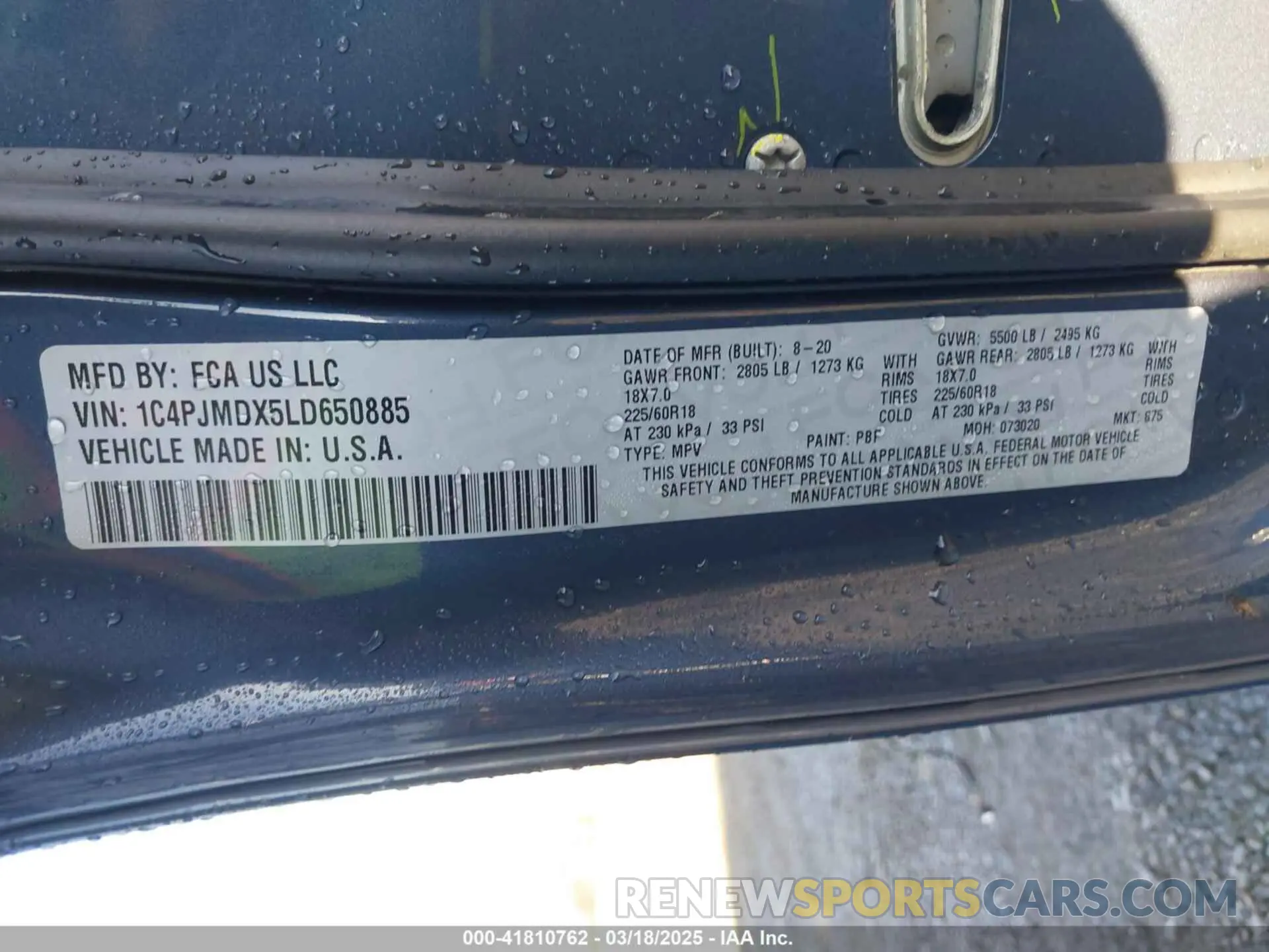 9 Photograph of a damaged car 1C4PJMDX5LD650885 JEEP CHEROKEE 2020