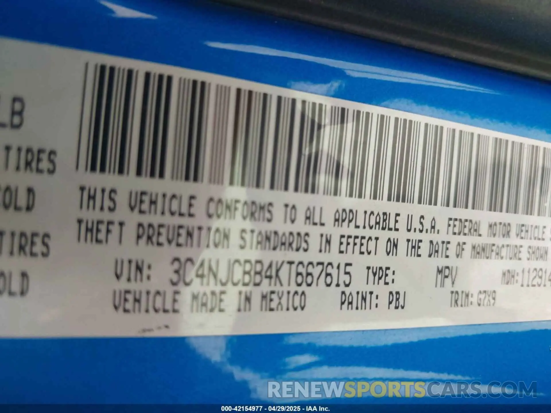 9 Фотография поврежденного автомобиля 3C4NJCBB4KT667615 JEEP COMPASS 2019