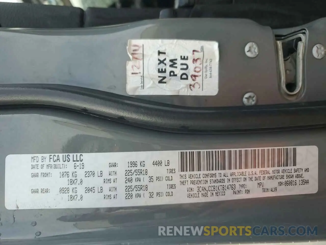 13 Фотография поврежденного автомобиля 3C4NJCCB1KT814763 JEEP COMPASS 2019