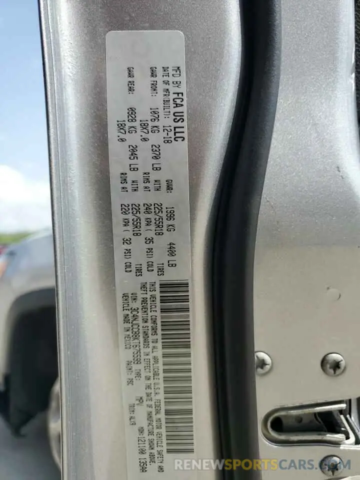 12 Photograph of a damaged car 3C4NJCCB8KT675599 JEEP COMPASS 2019