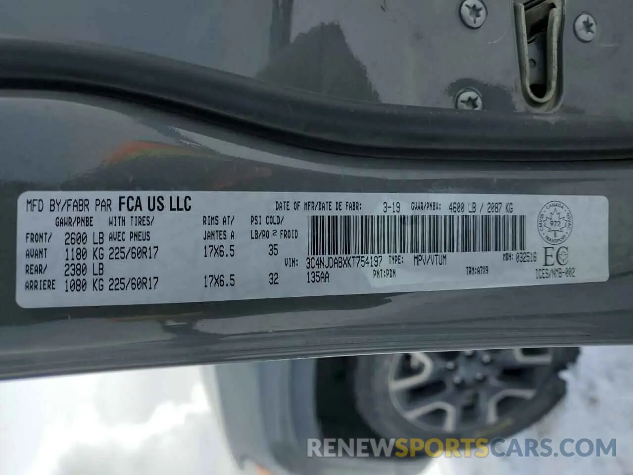 13 Photograph of a damaged car 3C4NJDABXKT754197 JEEP COMPASS 2019
