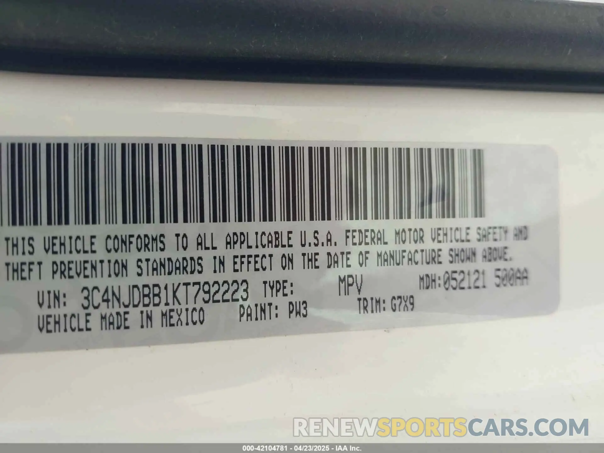 9 Фотография поврежденного автомобиля 3C4NJDBB1KT792223 JEEP COMPASS 2019