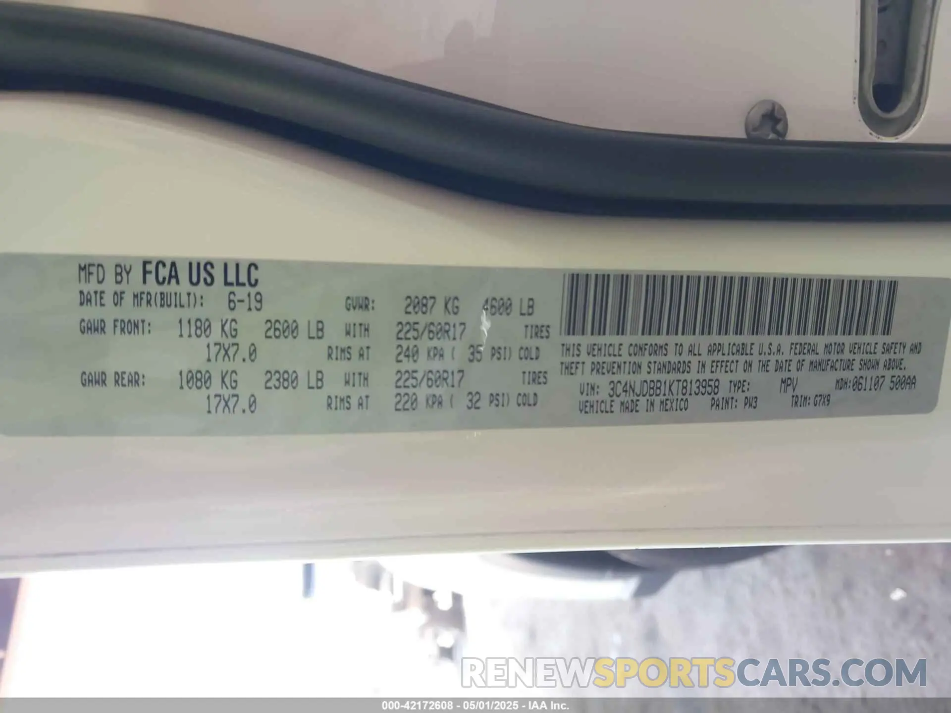 9 Фотография поврежденного автомобиля 3C4NJDBB1KT813958 JEEP COMPASS 2019
