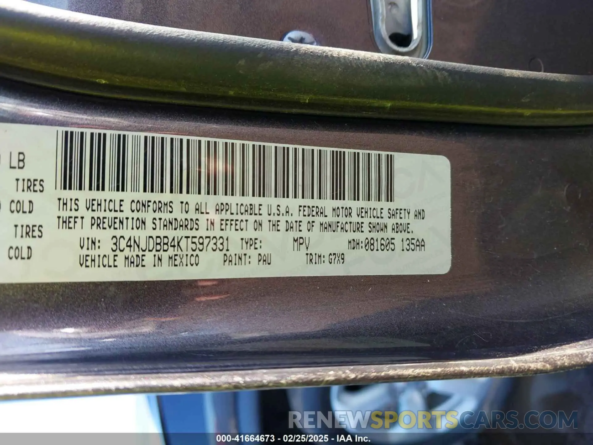 9 Photograph of a damaged car 3C4NJDBB4KT597331 JEEP COMPASS 2019