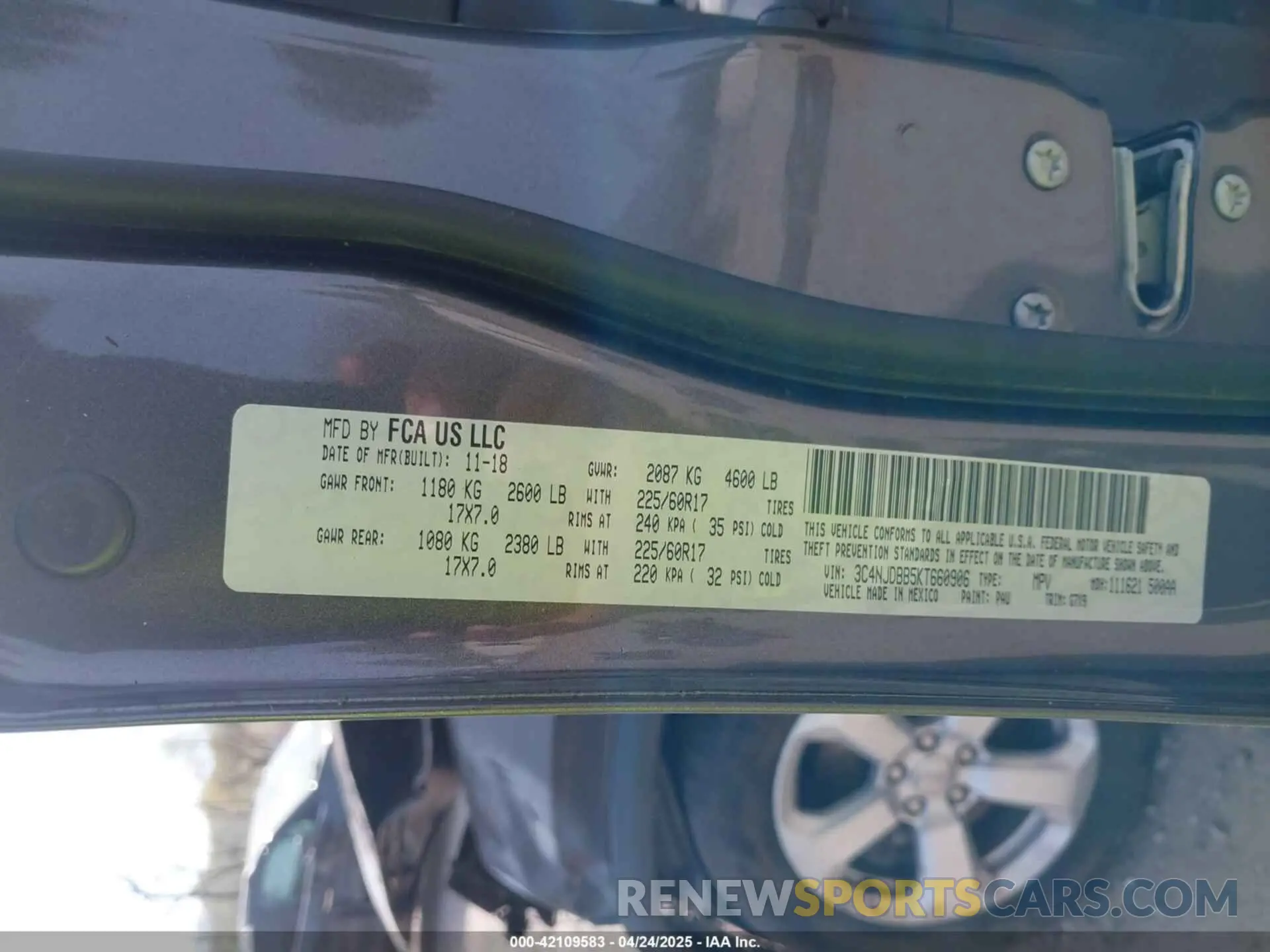 9 Фотография поврежденного автомобиля 3C4NJDBB5KT660906 JEEP COMPASS 2019