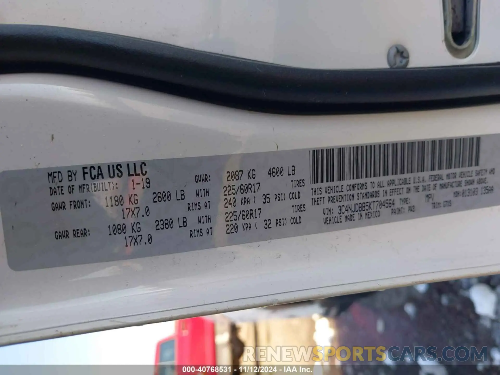 9 Photograph of a damaged car 3C4NJDBB5KT704564 JEEP COMPASS 2019