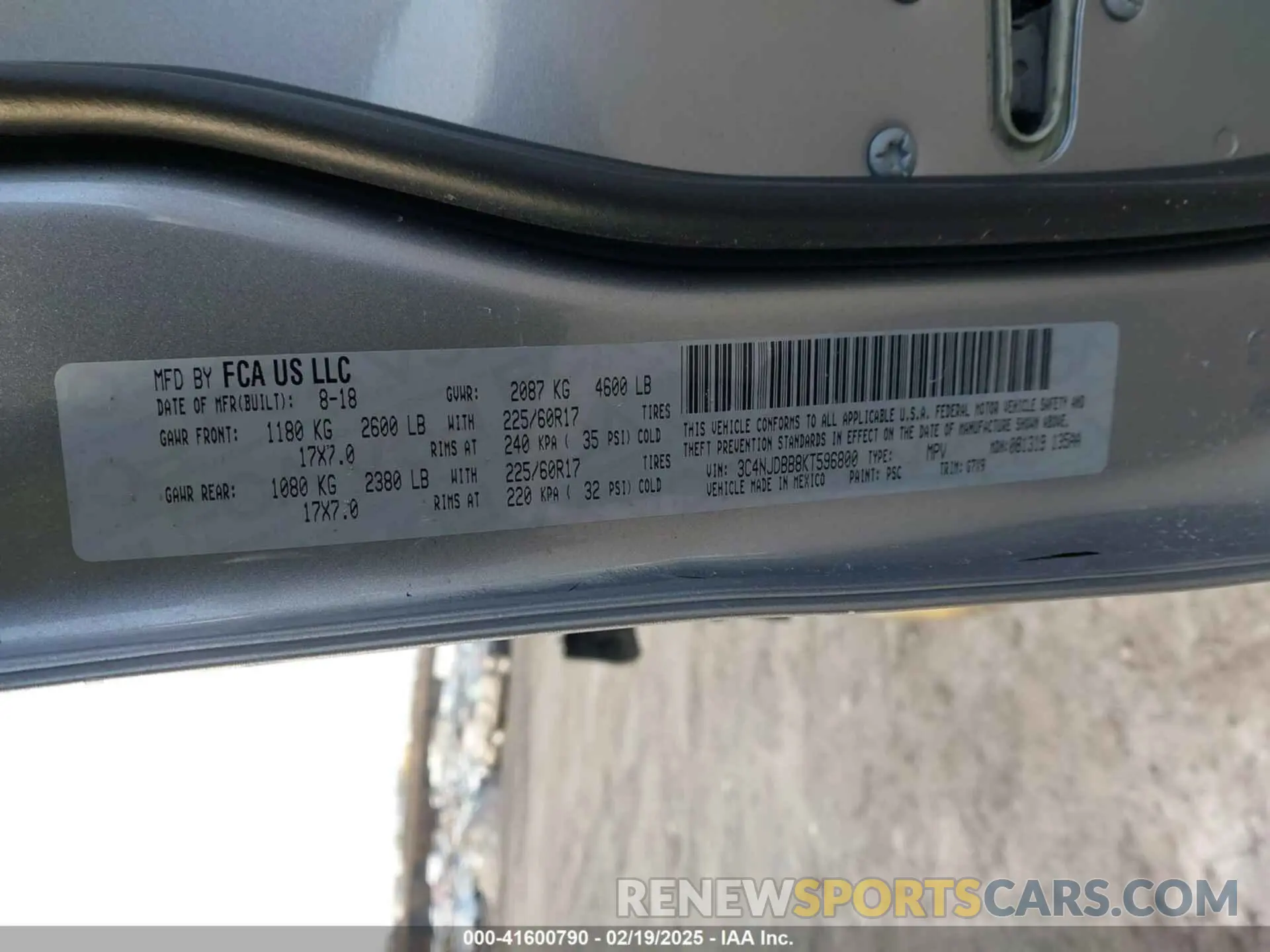 9 Photograph of a damaged car 3C4NJDBB8KT596800 JEEP COMPASS 2019