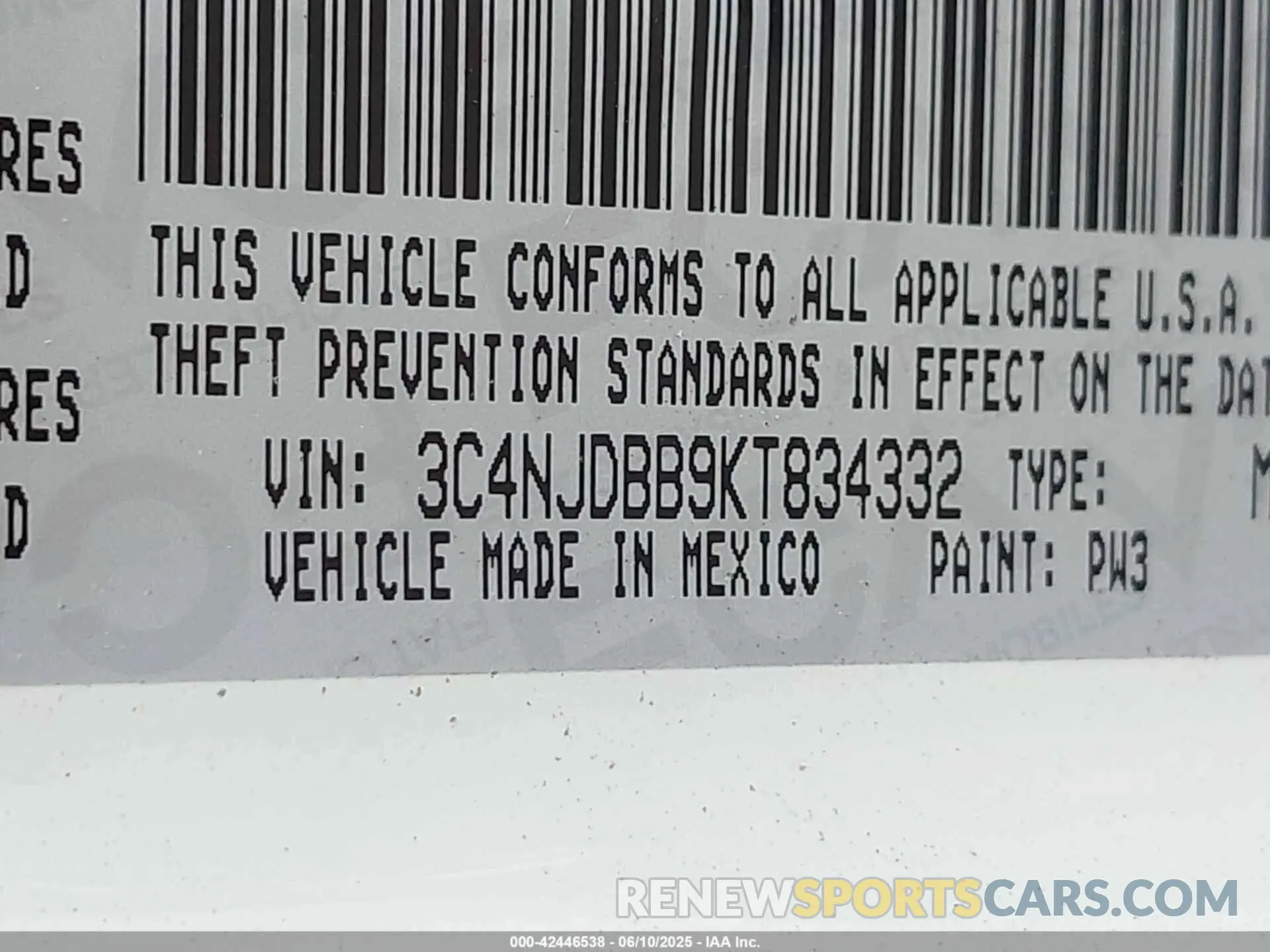 9 Photograph of a damaged car 3C4NJDBB9KT834332 JEEP COMPASS 2019