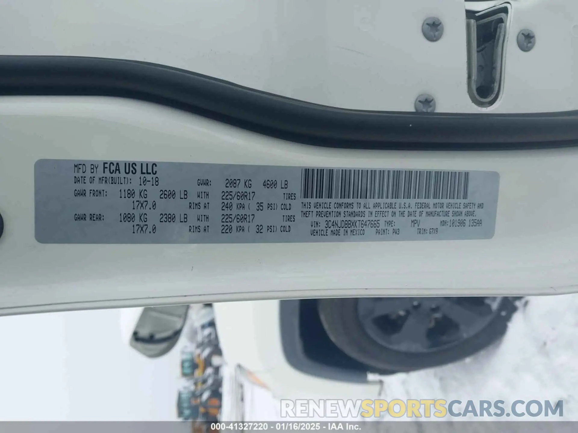 9 Фотография поврежденного автомобиля 3C4NJDBBXKT647665 JEEP COMPASS 2019
