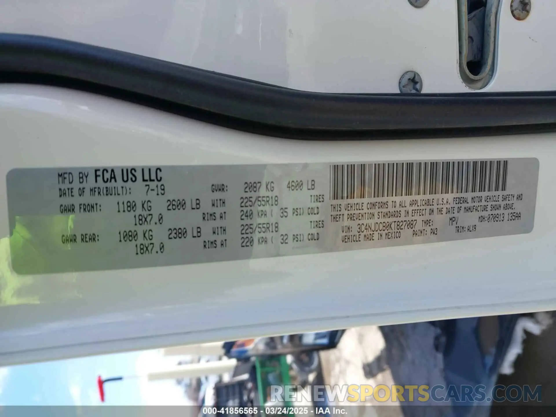 9 Фотография поврежденного автомобиля 3C4NJDCB0KT827087 JEEP COMPASS 2019