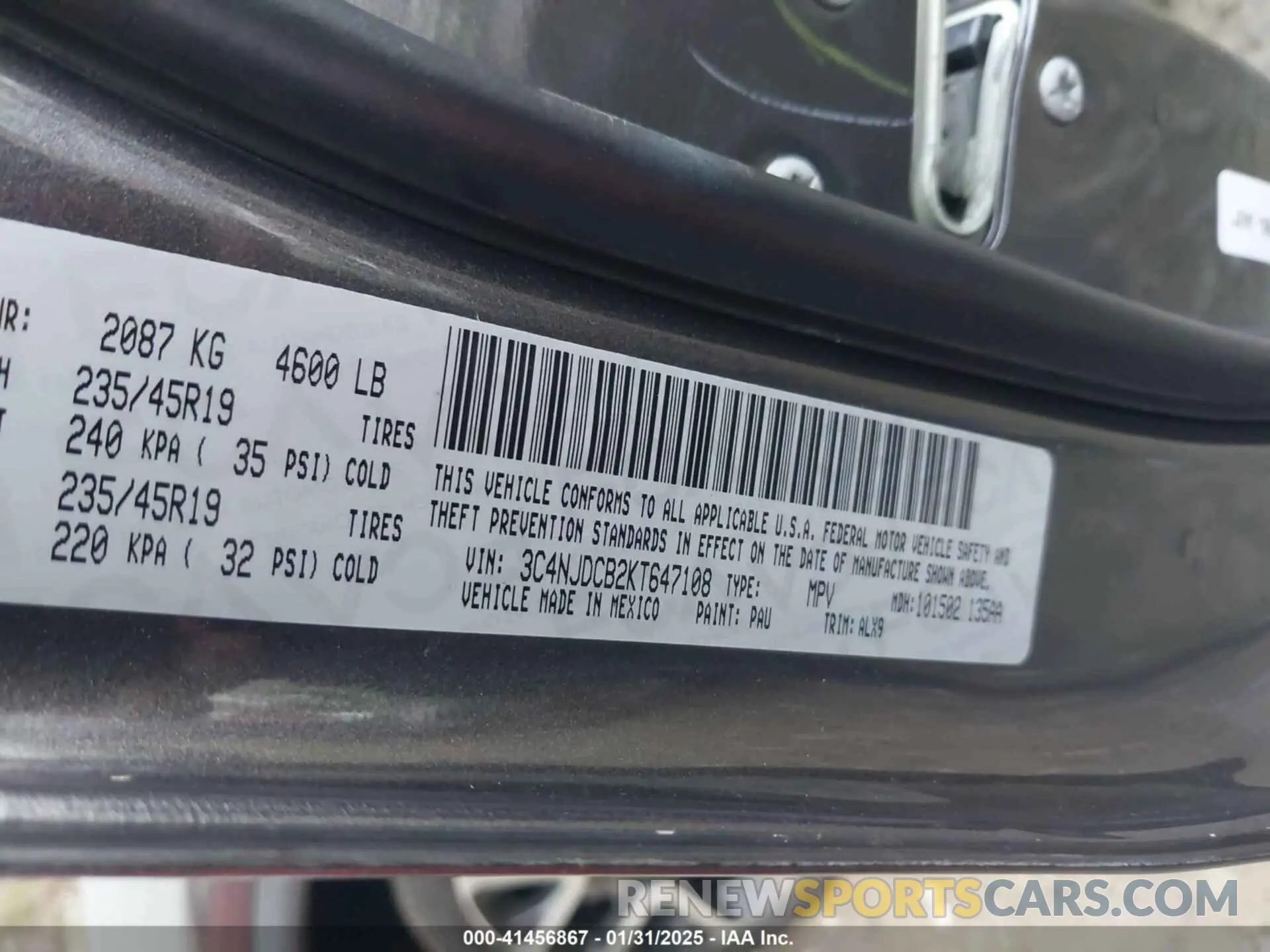 9 Фотография поврежденного автомобиля 3C4NJDCB2KT647108 JEEP COMPASS 2019