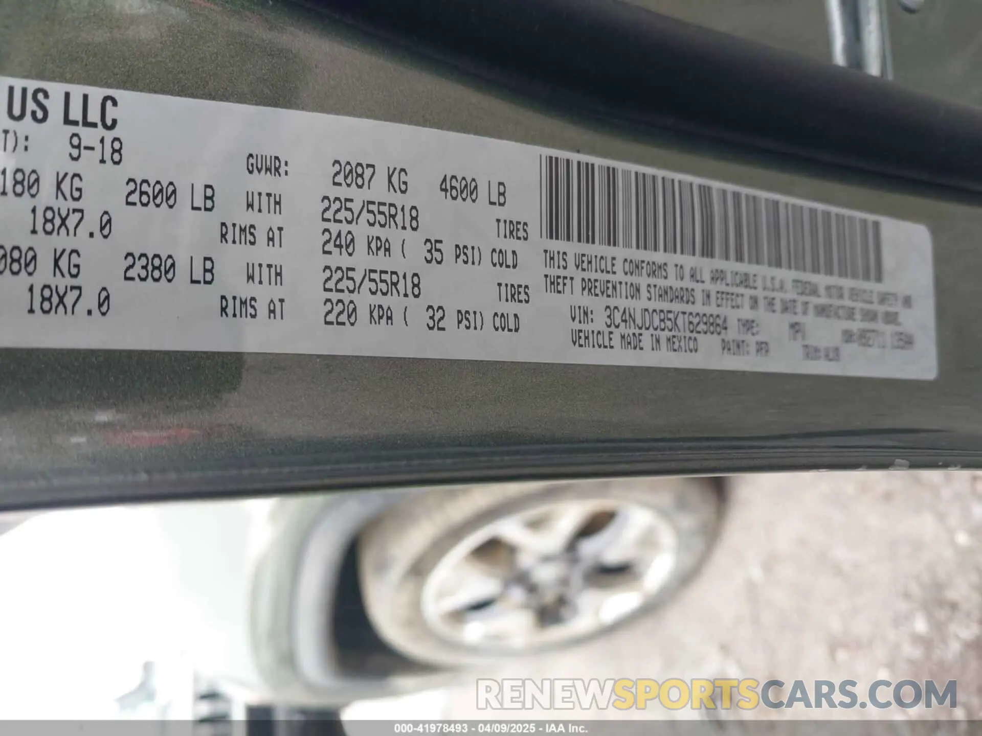 9 Фотография поврежденного автомобиля 3C4NJDCB5KT629864 JEEP COMPASS 2019