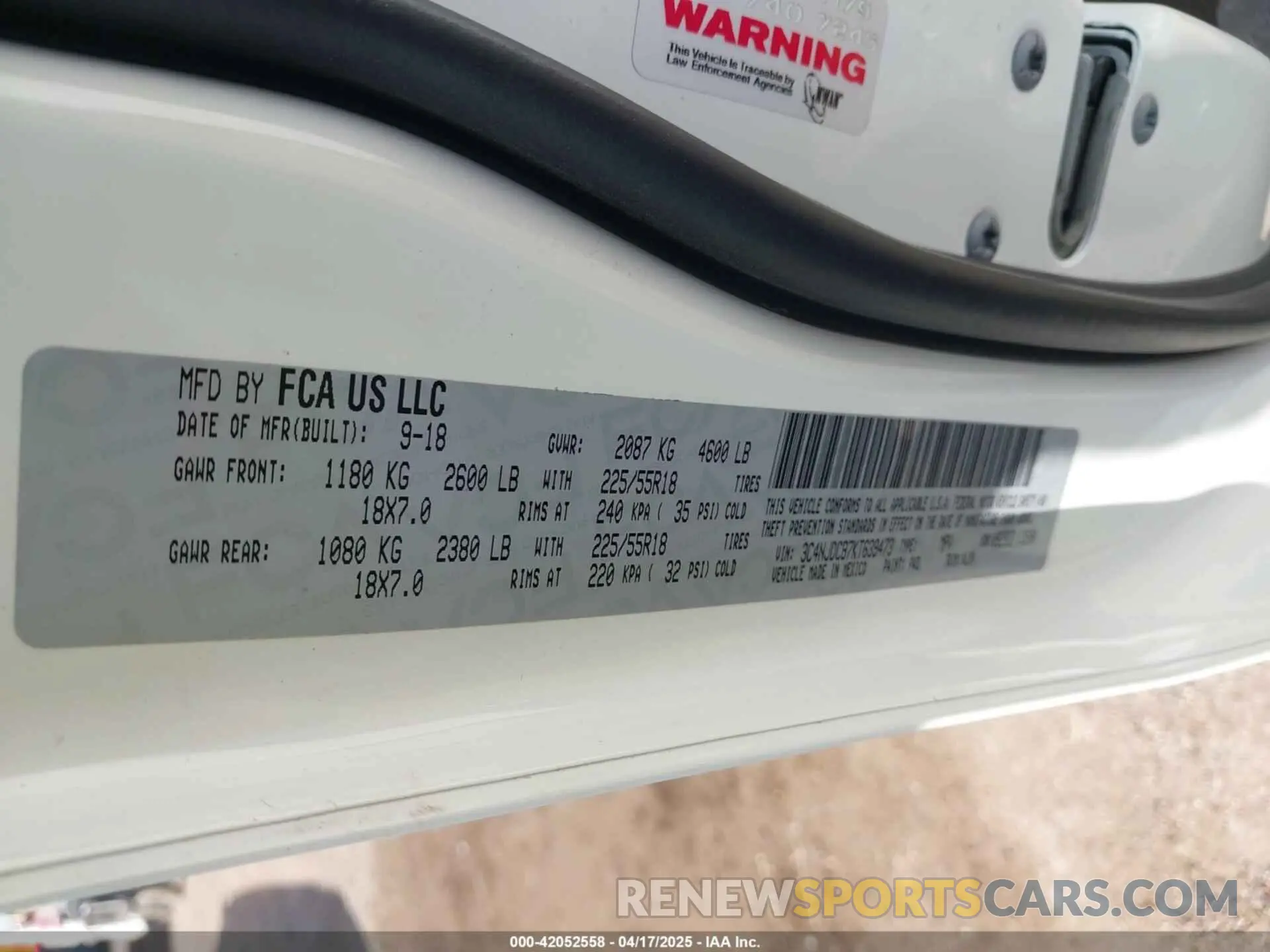 9 Photograph of a damaged car 3C4NJDCB7KT639473 JEEP COMPASS 2019