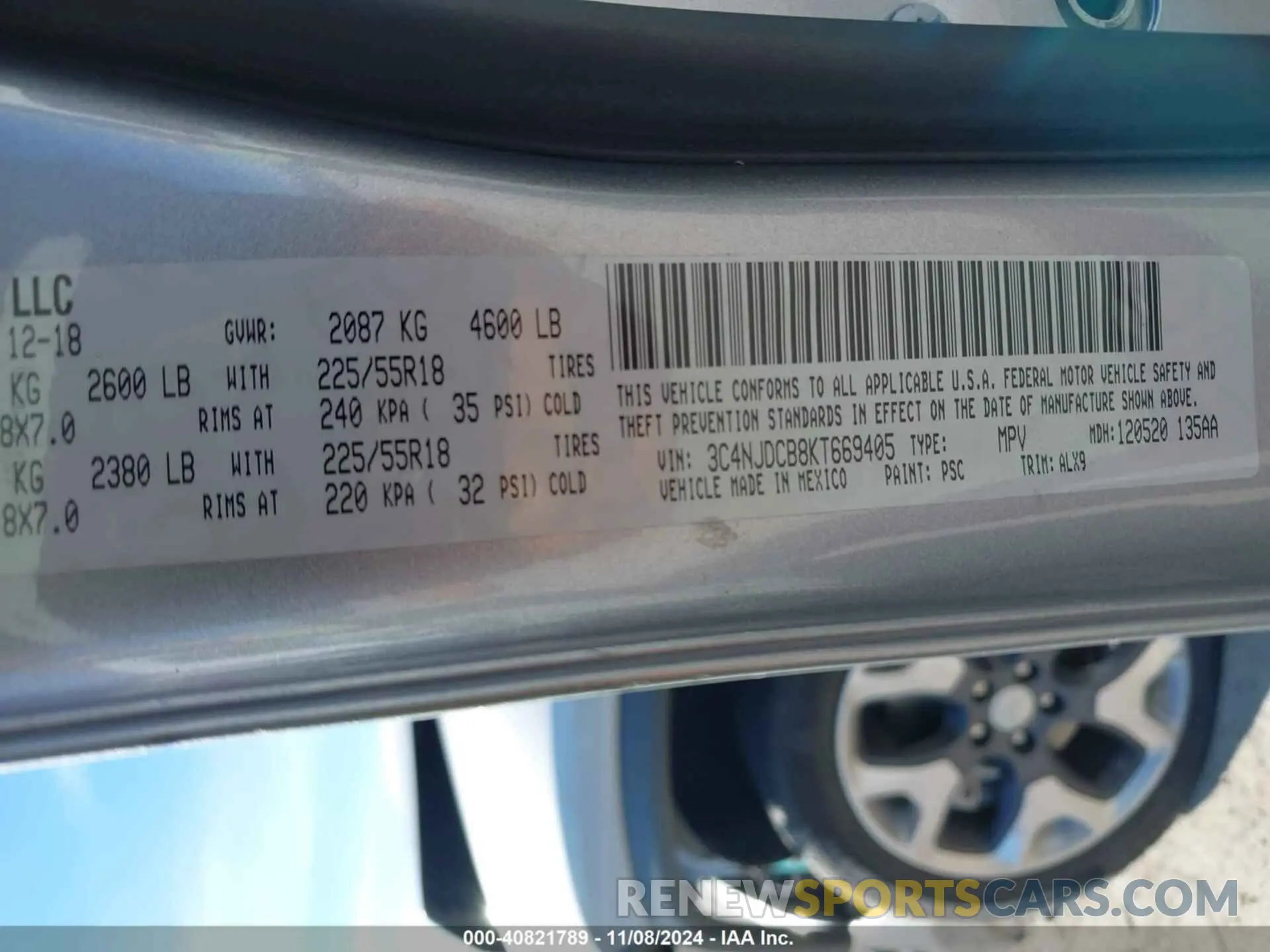 9 Фотография поврежденного автомобиля 3C4NJDCB8KT669405 JEEP COMPASS 2019