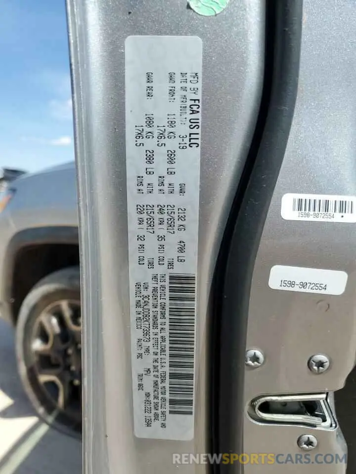 13 Фотография поврежденного автомобиля 3C4NJDDB2KT739673 JEEP COMPASS 2019