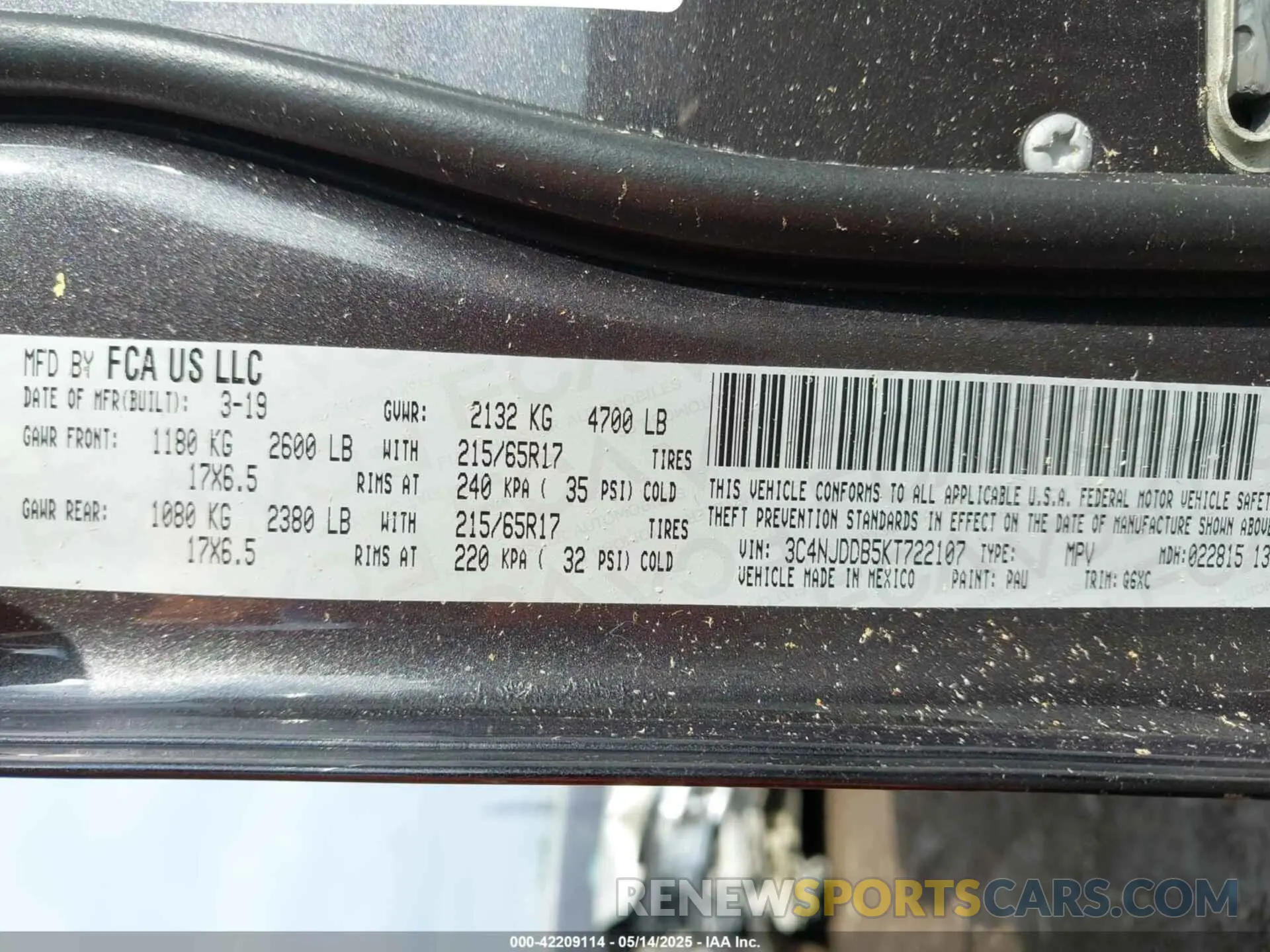 9 Photograph of a damaged car 3C4NJDDB5KT722107 JEEP COMPASS 2019