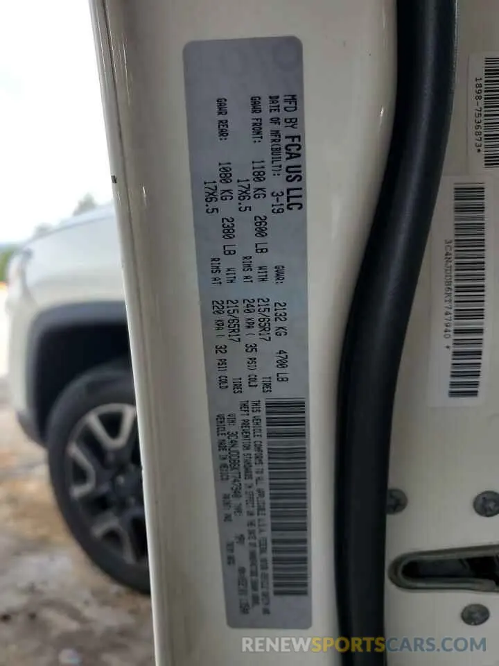 12 Фотография поврежденного автомобиля 3C4NJDDB6KT747940 JEEP COMPASS 2019
